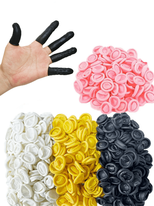 50/100/200/300pcs Latex Finger Sleeves Disposable Powder-Free Beauty Tattoo Embroidery Finger Sleeves Dust-Free White Beige Pink Black Rubber Anti-Static Finger Sleeves For Industrial Production,Kitchen,Bathroom,Home,Household Supplies