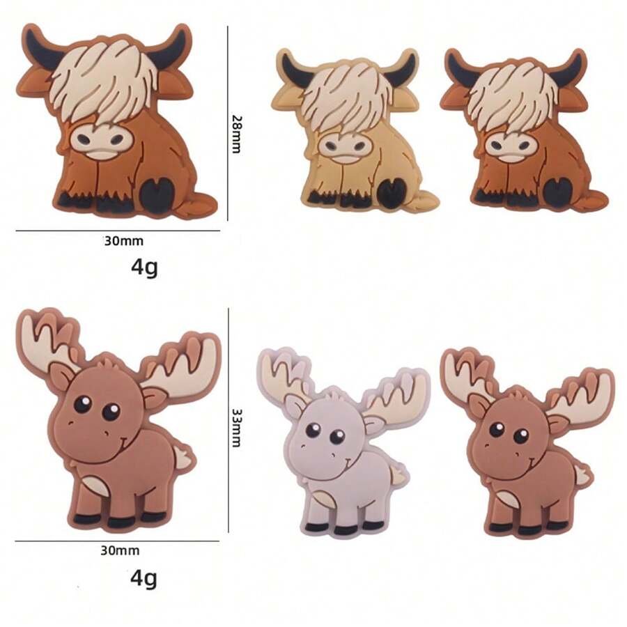 10pcs/Pack Cute Cartoon Animal Shaped Silicone Beads For Diy Bracelets Or Necklaces - Multicolor - View 1