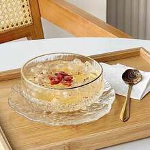Glass Dessert Bowl Set With Crystal Bird's Nest And Plate. Perfect For Breakfast And Salad. - Multicolor - View 5