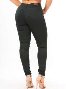 Women Jeans - 墨綠色 - 查看 5