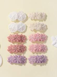 10pcs Solid Color Mini Flower Hair Clips For Kids, Lovely Hair Accessory For Baby Girls' Bangs