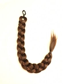 1件兒童合成高溫柔軟頭髮假髮，適用於編辮子和馬尾辮，適合女孩日常穿著，淺啡色 - Light Brown - 查看 3