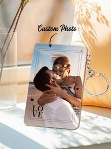 1pc Customized Photo Keychain, Engraved Photo Keychain, Personalized Photo Keychain, Customized Keychain With Photo And Name, Customized Acrylic Keychain, Gift For Mom/Dad, Girlfriend/Boyfriend, Pet Dog, Grandparents, Kids, Graduation, Christmas, Winter - Photo Album 1 - 8.6*5.4cm - View 2