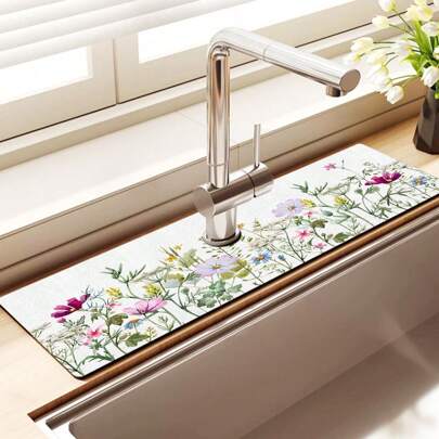 1PC Estilo moderno minimalista, Plantas y flores con hojas, Diatomita para evitar el deslizamiento del grifo, Tapa de drenaje, Grifo versátil, adecuado para baños y cocinas