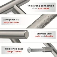 1pc Silver T-Shaped Round Tube Stainless Steel Handle Kitchen Cabinet Handle Drawer Cabinet Door Handles - Multicolor - View 5