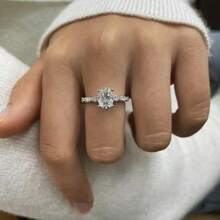 1 PC Bạc 925 Mạ Vàng 18K Hình Bầu Dục 6*8 Mm Full Moissanite Nhẫn Cưới Kim Cương Với GRA Giấy Chứng Nhận - 1,5 + 0,36 carat - Xem 4