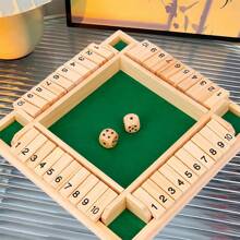 1 Set Wooden Classic 4-Sided Flip Number Board Game, Suitable For 2-4 Players, Simple & Fun Family Party Game, Adult Tabletop Game, Halloween & Christmas Gift