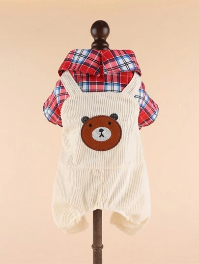 灯芯绒熊小型犬和中型犬服装，春夏季四腿宠物狗和猫幼犬服装