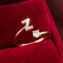 1Pc A-Z Letter Wrap Ring Inlaid Shining You Got An Alphabet To Choose Make Your Call Match Daily Outfits