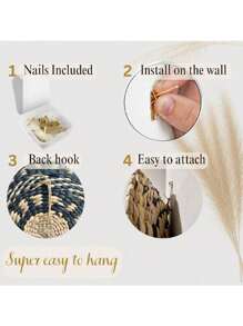 Meching Basket Wall Dr Set, Hanging Woven Wall Basket Dr, Boho Wall Baskets Dr, Basket Wall Art Dr, -Friendly Round Woven Wall Dr, Boho Rattan Wall Dr Gift - Multicolor - View 3