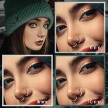 G23 Titanium Nose Ring Hoop Cartilage Earring Hoop Clicker CZ Septum Rings Conch Piercing Jewelry Tragus Daith Helix Earrings For Women 16G 18G 20G Silver Gold 8mm 10mm 12mm