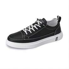 Zapatos deportivos casuales Negros transpirables para hombres con cordón frontal.Zapatos deportivos casuales minimalistas y elegantes Calzado Deportivo Clásico Cómodos Tenis deportivos para hombre, elegantes y cómodos, para caminar y correr a la moda, calzado deportivo con cordones,manalapin Sneakers Para CasualesHombres Zapatillas deportivas de color combinado con cordón delantero deportivo exterior - Negro - Ver 3