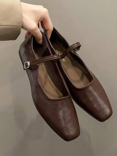 2024 New Arrivals Women's Shoes, French Style Commute High Block Heel Mary Jane Shoes, Korean Version, Fairy Style, Suitable For Dress