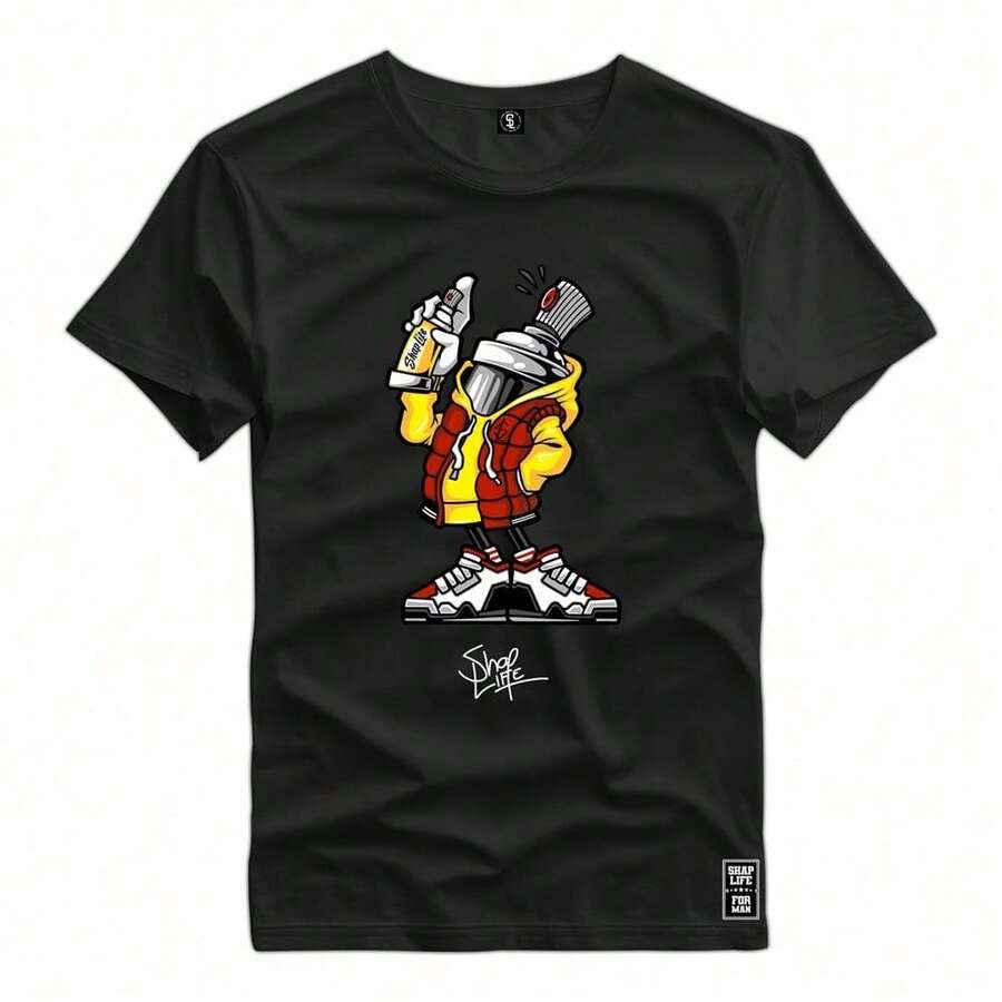 Camiseta Estampada 100% Algodão Streetwear - 2884 - Preto - Visão 1