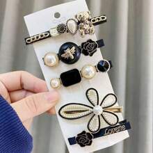 5pcs Hair Clip Set, Side Clips, Clips, Claw Clips, Hair Accessories - Black - View 7