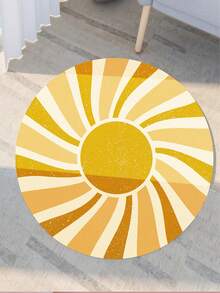 1入組1.1cm厚度的2024年新品！小太陽橘色日出圓形地墊，具有凸起細節和新材料防滑，多場景裝飾必備配件地毯。 - 彩色 - 查看 5