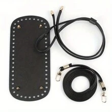 3pcs Diy Knitting Bag Accessories, Including Bag Bottom, Bucket Bag Drawstring And Knitted Bag Strap - Black - View 6