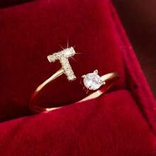 1Pc A-Z Letter Wrap Ring Inlaid Shining You Got An Alphabet To Choose Make Your Call Match Daily Outfits