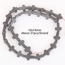 1條天然赤鐵礦石黑色啞面幾何圖案愛心立方圓珠珠寶製作配件耳環項鍊diy配件 15" - 彩色 - 查看 43