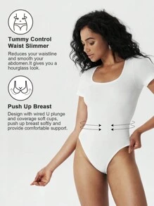 2件套女士无缝束腰连体衣，提臀收腹，平坦小腹，塑身连体衣，束腰带，提臀塑形，露背塑形连体衣 - 彩色 - 查看 6