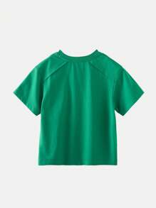 AMILA 年輕女孩2024新款夏季時尚印花T恤 - 墨綠色 - 查看 8