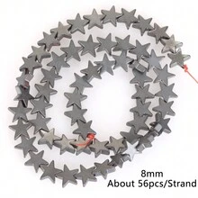 1條天然赤鐵礦石黑色啞面幾何圖案愛心立方圓珠珠寶製作配件耳環項鍊diy配件 15" - 彩色 - 查看 58