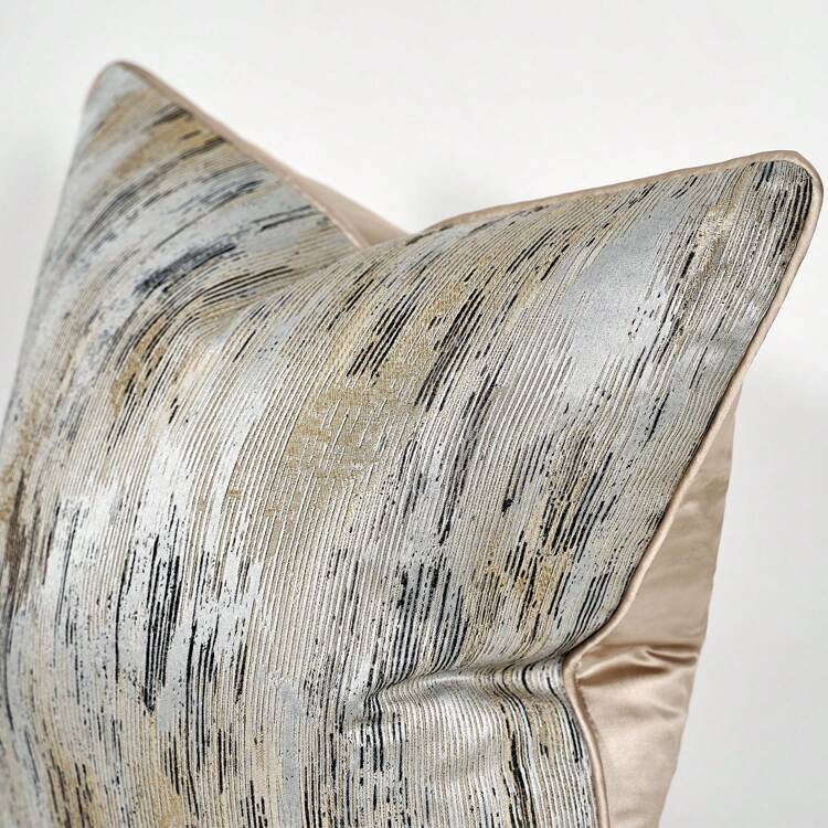 Unique Jacquard Fabric Pillowcase, Featuring Innovative Jacquard Craftsmanship That Presents Clear And Comfortable, Subtly Artistic Space Beauty To Highlight The Texture Of The Fabric. The Cushion Cover Is Suitable For Sofas, Beds, Cars, Seats, Window Seats, Double Sofas, Living Rooms, Bedrooms, Floors, Benches, Offices, Cafes And Other Unfilled Pillowcases. - Black Rice Gold - View 2