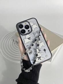 1 Miếng Phong cách ins Loại bướm & Pha lê & Đen & Ngọc trai trắng Kết cườm Thủ công DIY Dây buộc điện thoại - Đen và trắng - Xem 6