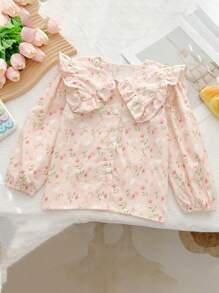 2024年春季少女系列，開襟式、休閒風、長袖、時尚衣服 - 粉色 - 查看 1