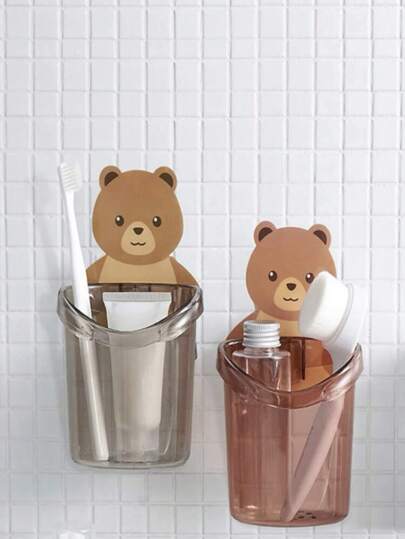 1 peça Suporte de armazenamento decoração de urso Cor aleatória Montado na parede