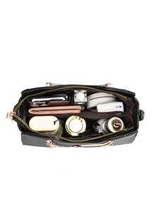 PLANEE Women's Cat Decor Top Handle Bag, Faux Leather Shoulder Bag, Top Handle Wallet, Square Shape Metallic Decor Tote Bag, Cute And Elegant Ladies' Crossbody Bag, Shoulder Bag For Office And Work, Mother Day Gifts, Mom Gifts, Mommy's EssentialsMommy Bag For Going Out, Best Mother's Day Gift Ideas