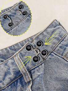 2 Stücke abnehmbare Denim Knöpfe mit Musteraufdruck, verstellbar mit Druckknopf, ohne Nähen, geeignet für Denim, Röcke und Hosen, modische, abnehmbare Hosenklammer mit Taschenzubehör