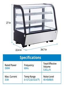 Commercial Countertop Refrigerator Display Case Merchandiser With Led Lighting, 4.6 Cu.Ft Pastry Display Case,Double-Layered Glass Commercial Countertop Bakery Display Refrigerator - Black - View 4