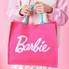 Miniso 芭比闪闪系列手提包大容量简约手提包魔术贴封口方便取放 (粉色)