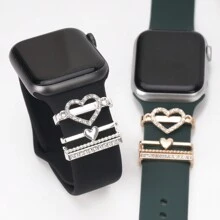 4pcs/Set Rhinestone Love Watch Strap Decorative Ring Suitable For Mothers Daily To Wear Mother's Day Gifts As A Gift For Students Returning To School