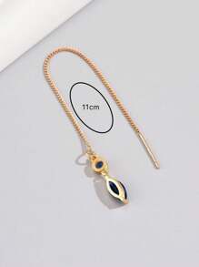 1 件蓝色不对称方晶锆石奢华吊坠穿线耳环适合女士日常聚会约会礼物 - 金黃色 - 查看 4