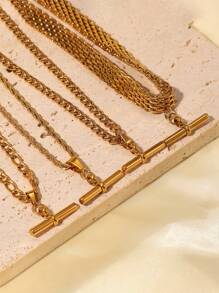 Uworld 1 件 18k 镀金个性化复古 T 型吊坠绳链项链，适合女性日常佩戴