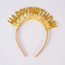 5pcs New Birthday Headbands With Shiny Gold Dust, English "Happy Birthday" Lettering For Party Decorations And Atmosphere - Multicolor - View 15