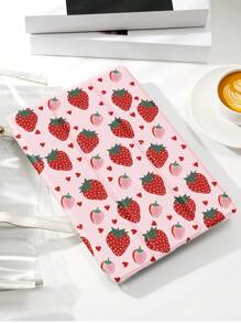 粉色1入組愛心草莓圖案平板電腦保護套，防摔及附筆槽，支援睡眠/喚醒功能，適用於三星、華為、小米及iPad - 彩色 - 查看 4