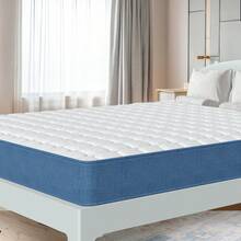 Single Cooling Gel Memory Foam Mattress - Medium Firm Supportive Pressure Relief, Soft Skin-Friendly Fabric - Blue and White - View 4