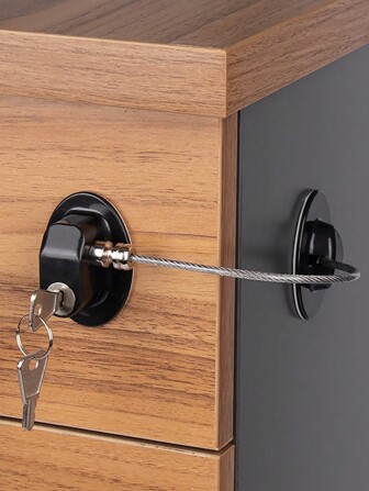 1 pieza Cerradura multifuncional negra para niños, cerradura de puerta de gabinete, cerradura de ventana, cerradura de refrigerador, cerradura de puerta y ventana corrediza, cerradura antivuelco de ventana con limitadores