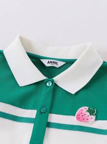 Váy ngắn tay cổ lật ngọt ngào và mát mẻ mùa hè cho bé gái - trắng - Xem 4