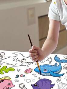 1張巨大的海洋動物彩色海報,最喜愛的巨型紙質海報掛畫,海洋派對的大彩色橫幅海報,學校課堂海洋裝飾 - 彩色 - 查看 4