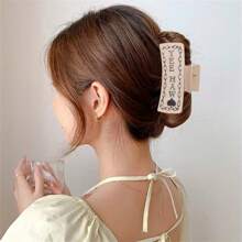 1个女士西部牛仔风格亚克力发夹，适合日常通勤，可个性化定制 - 米色 - 查看 3