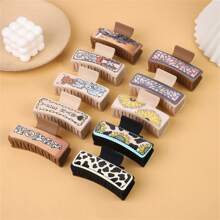 1个女士西部牛仔风格亚克力发夹，适合日常通勤，可个性化定制 - 米色 - 查看 7