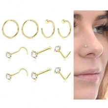 DAILI Nose Rings Studs 14K Gold Plated Nose Studs Double Hoop Nose Ring For Women 20G Nose Rings Stud Hypoallergenic Nose/Body Piercing Jewelry 1.5mm 2mm 2.5mm 3mm CZ - Silver - View 12