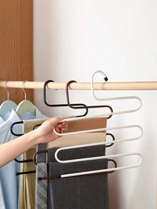 1pc Stainless Steel Multi-Functional Pants Non-Marking Hanger With Multiple Layers, Anti-Slip Closet Trouser Rack Decorations Autumn Decor Festival Decor Room Decor Home Decor Fall Decor Bedroom Decor - S-shaped Hanger - View 12