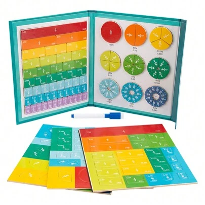 1 pieza Juguete de matemáticas de fracciones magnéticas para aprender para niños, set de libros de fracciones de madera, ayudas didácticas de aritmética, juguetes educativos, juguetes magnéticos, bloques magnéticos, juguetes de madera