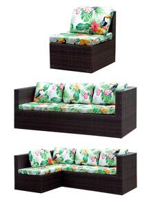 1入組印花戶外沙發套，鵜鶘圖案半包圍沙發坐墊套，可拆洗鄉村風格庭院、露台、花園沙發套 - 彩色 - 查看 5