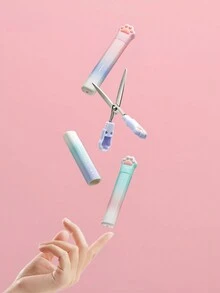 Tijeras Lindas En Forma De Garra De Gato Con Diseño Plegable En Un Tamaño Portátil Con Degradado De Colores, Cortador Para Papel Y Diario, Regalo Creativo Para Chicas - Verde - Ver 4